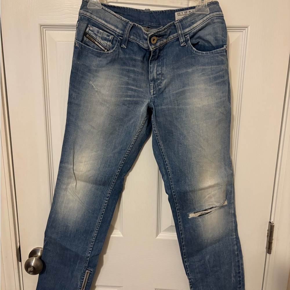 Diesel Light Blue Distressed Skinny Jeans